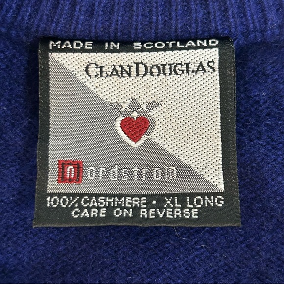 Vintage Clan Douglas Nordstrom 100% Cashmere V-Neck Sweater XLT Made in Scotland - Picture 7 of 13
